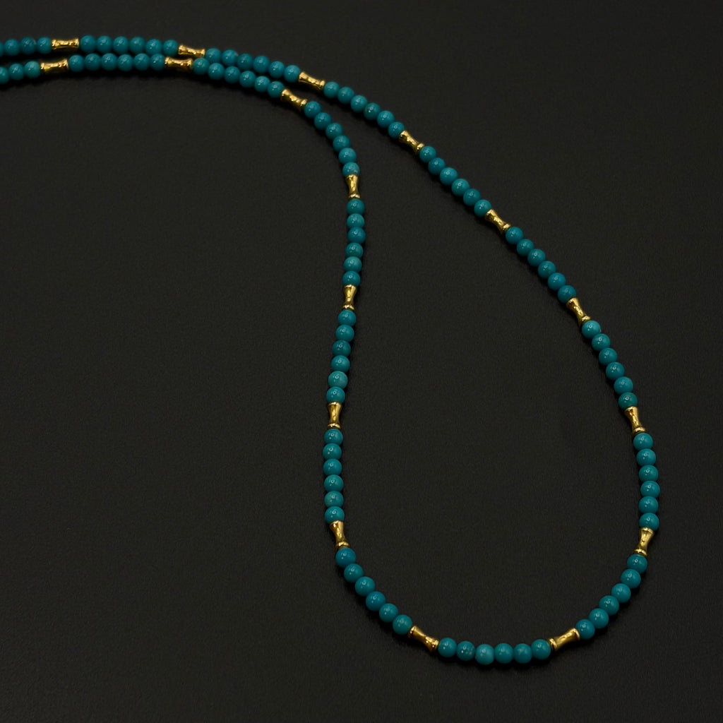 18K Turquoise Neckalce （暴力蓝原矿绿松石18K金项链）
