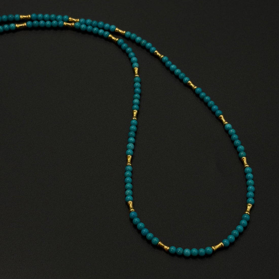 18K Turquoise Neckalce （暴力蓝原矿绿松石18K金项链）