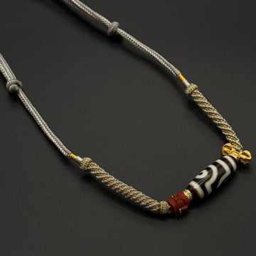 Two-eyed Dzi Bead Necklace(黑白如意二眼天珠项链）
