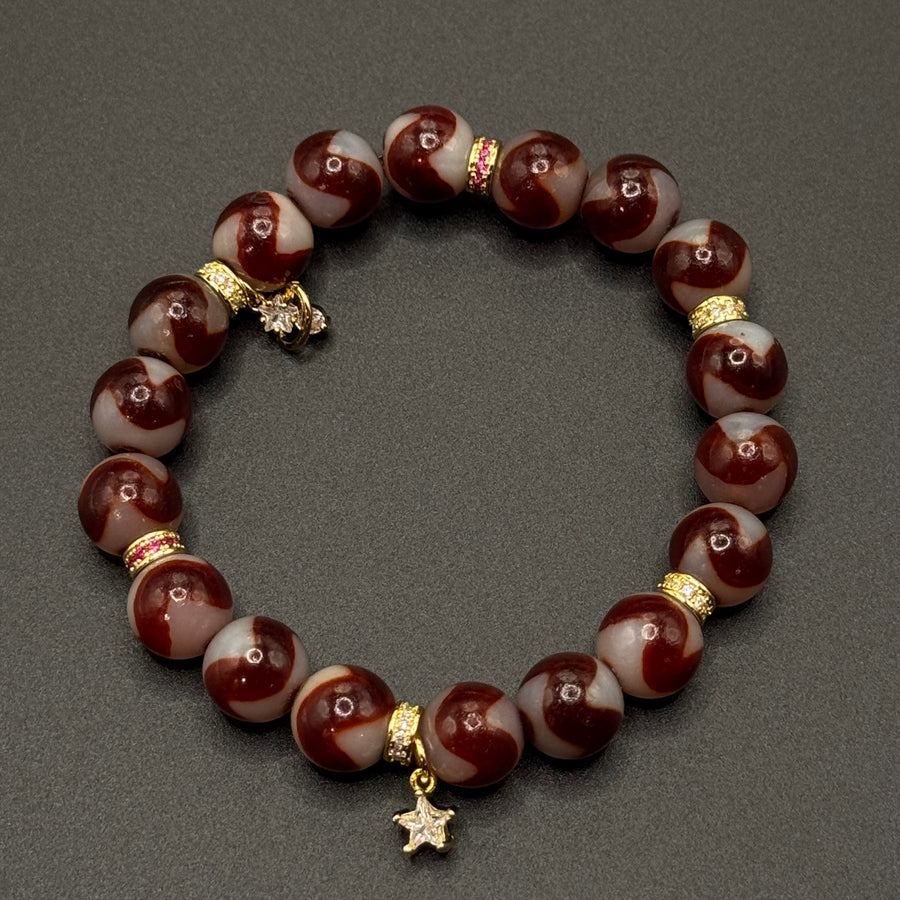 Tiger teeth Dzi Bead(虎牙巴西玛瑙天珠手串）