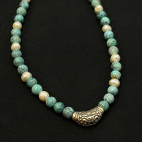 Turquoise & Baroque Pearl Necklace（原矿绿松石巴洛克珍珠项链）