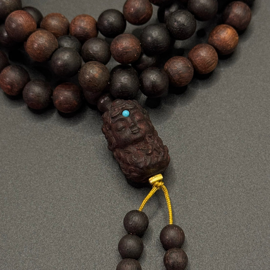108 Rosewood prayer beads &Green Tara & Lacquer Bead （降真香108颗&绿度母&大漆珠）