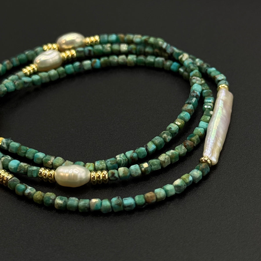 Natural Turquoise & Pearl Bracelet