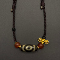 Three-Eye Dzi Bead Necklace （三眼天珠项链）