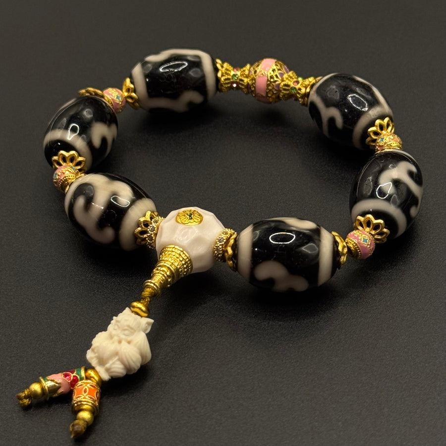 Tara Dzi Bead & Nine-tailed Fox Bracelet(双度母达洛天珠+猛犸牙九尾狐）