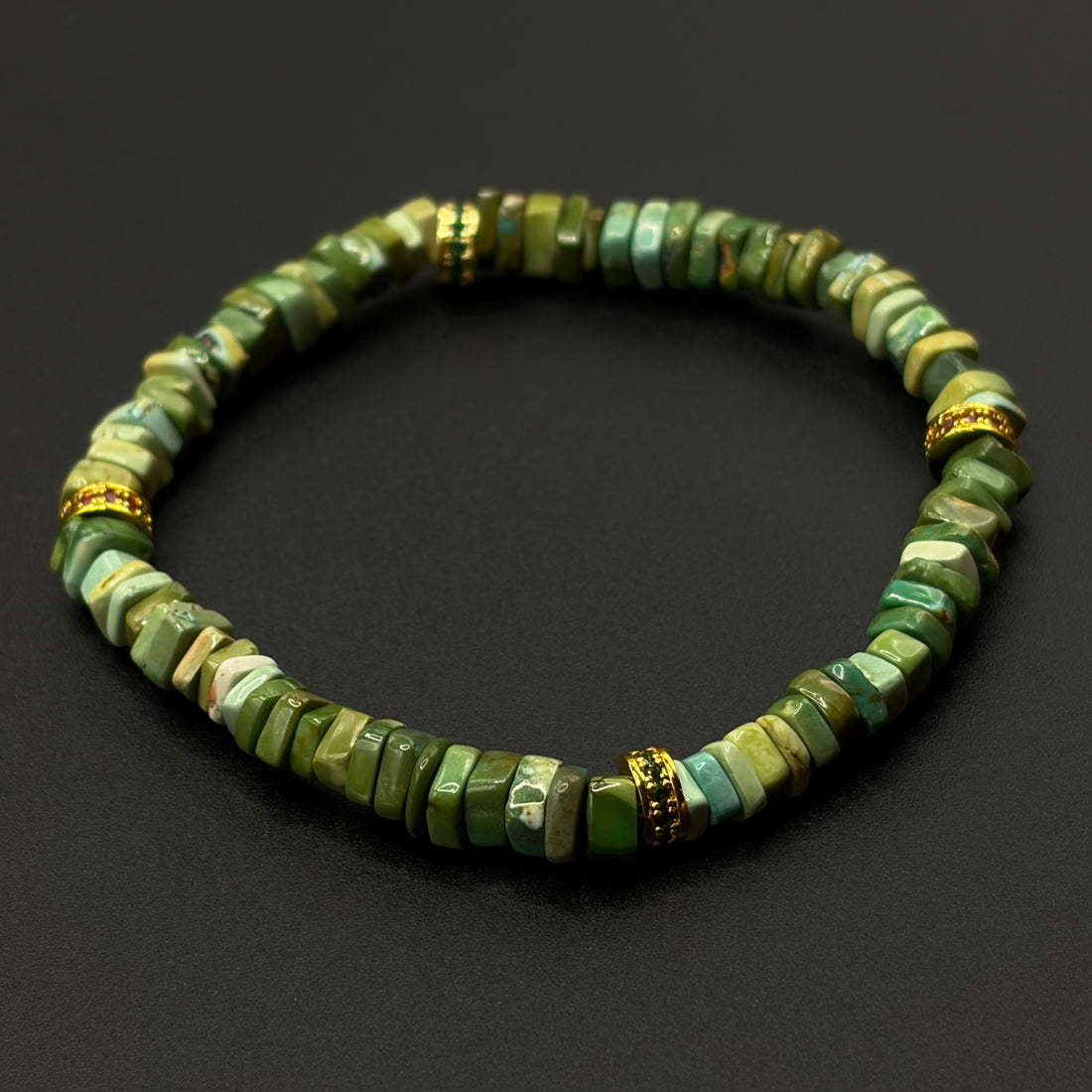 Turquoise Bracelet（春彩原矿绿松石多宝切片手串）