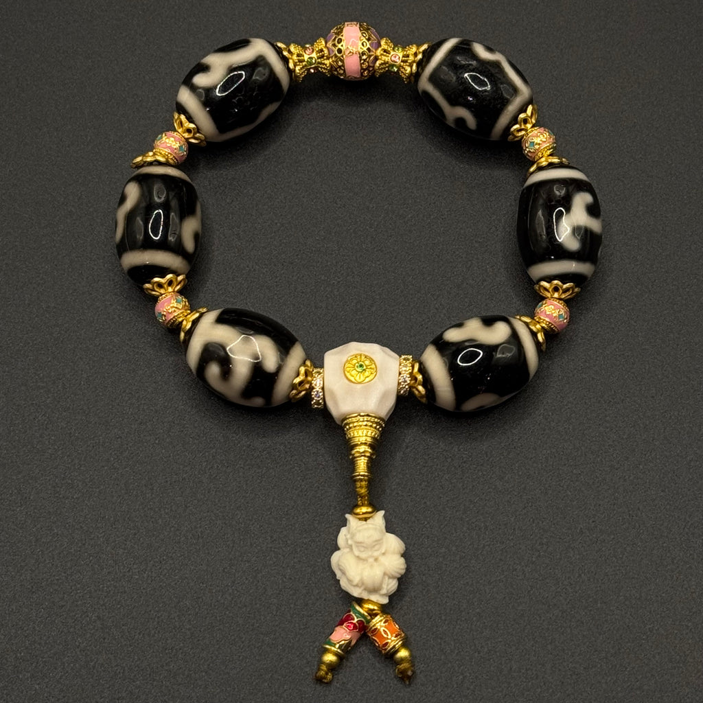 Tara Dzi Bead & Nine-tailed Fox Bracelet(双度母达洛天珠+猛犸牙九尾狐）