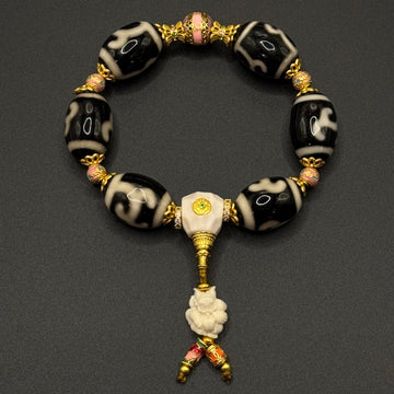 Tara Dzi Bead & Nine-tailed Fox Bracelet(双度母达洛天珠+猛犸牙九尾狐）