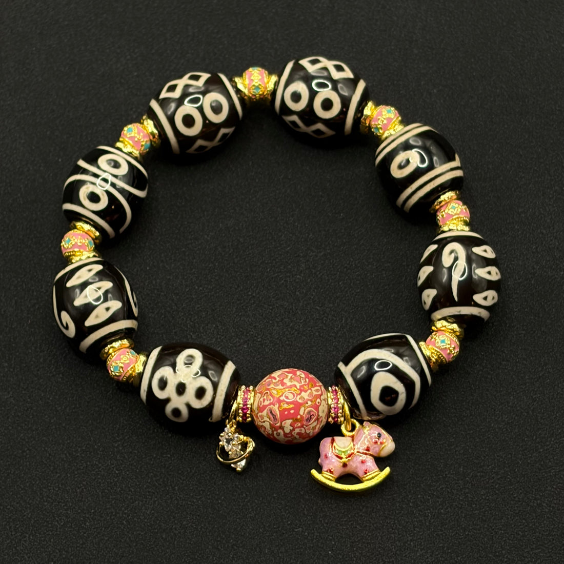 Multi-Treasure Dzi Bracelet
（小木马达洛多宝天珠手串）