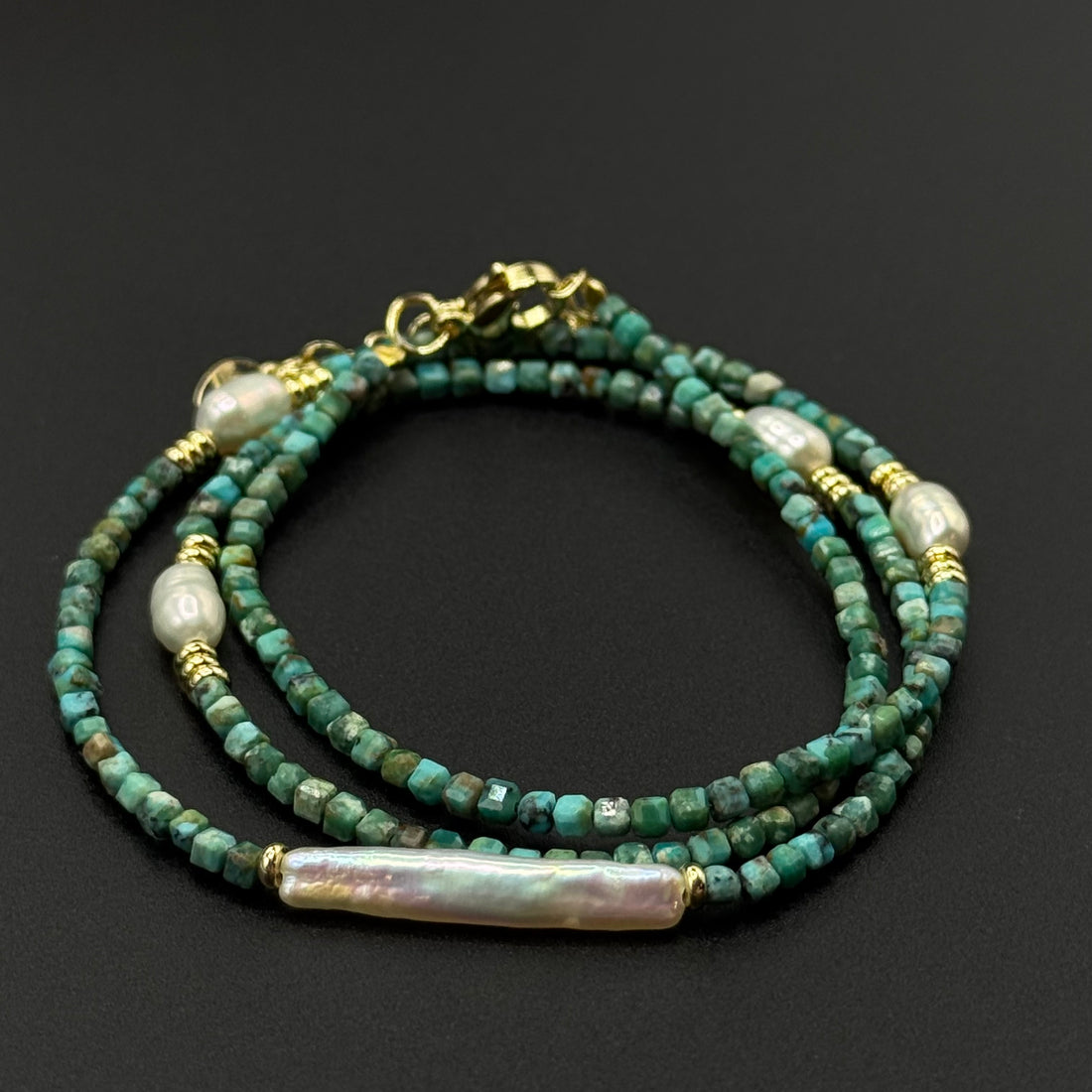 Natural Turquoise & Pearl Bracelet