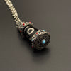 Three eyed Dzi bead Necklace (观音宝盖三眼天珠银项链)