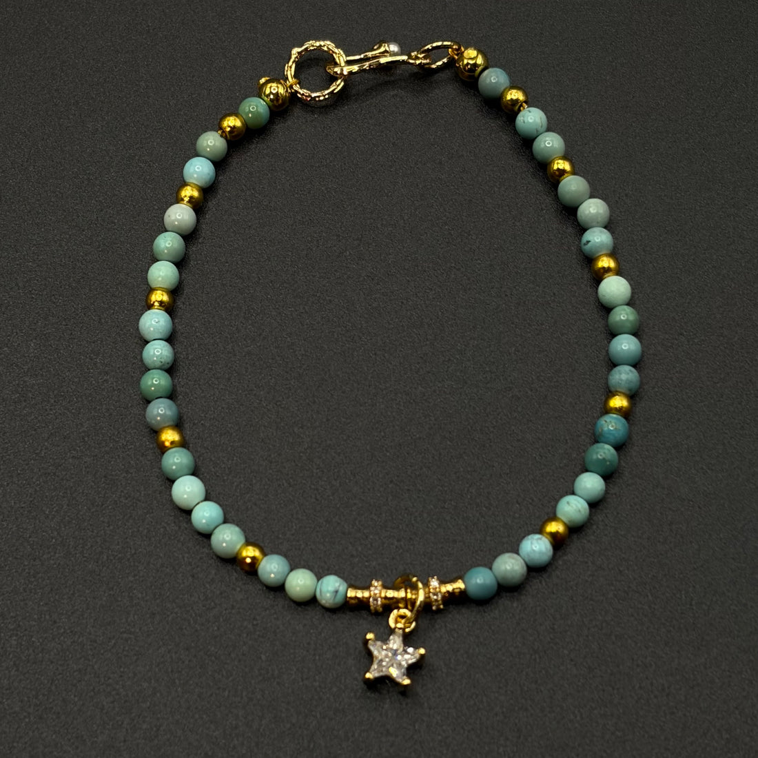 Turquoise Bracelet（雾霾蓝原矿绿松石手链）