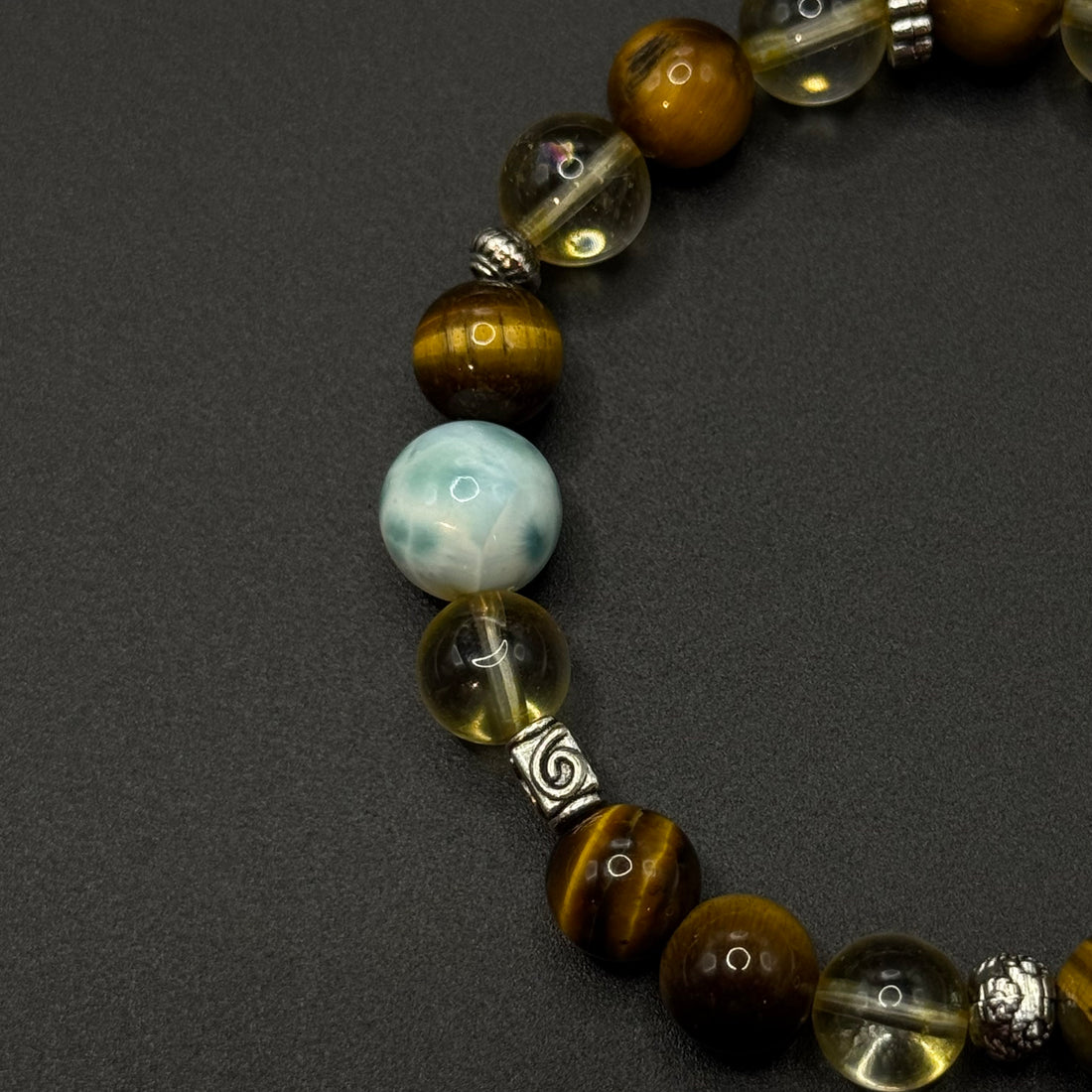 Tiger’s Eye, Citrine & Larimar Design Bracelet