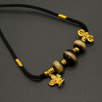 Triple One-Line Medicine Dzi Bead Necklace（三星连珠一线药师项链）