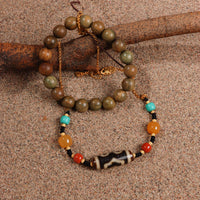 Three-Eyed Dzi Bead Necklace