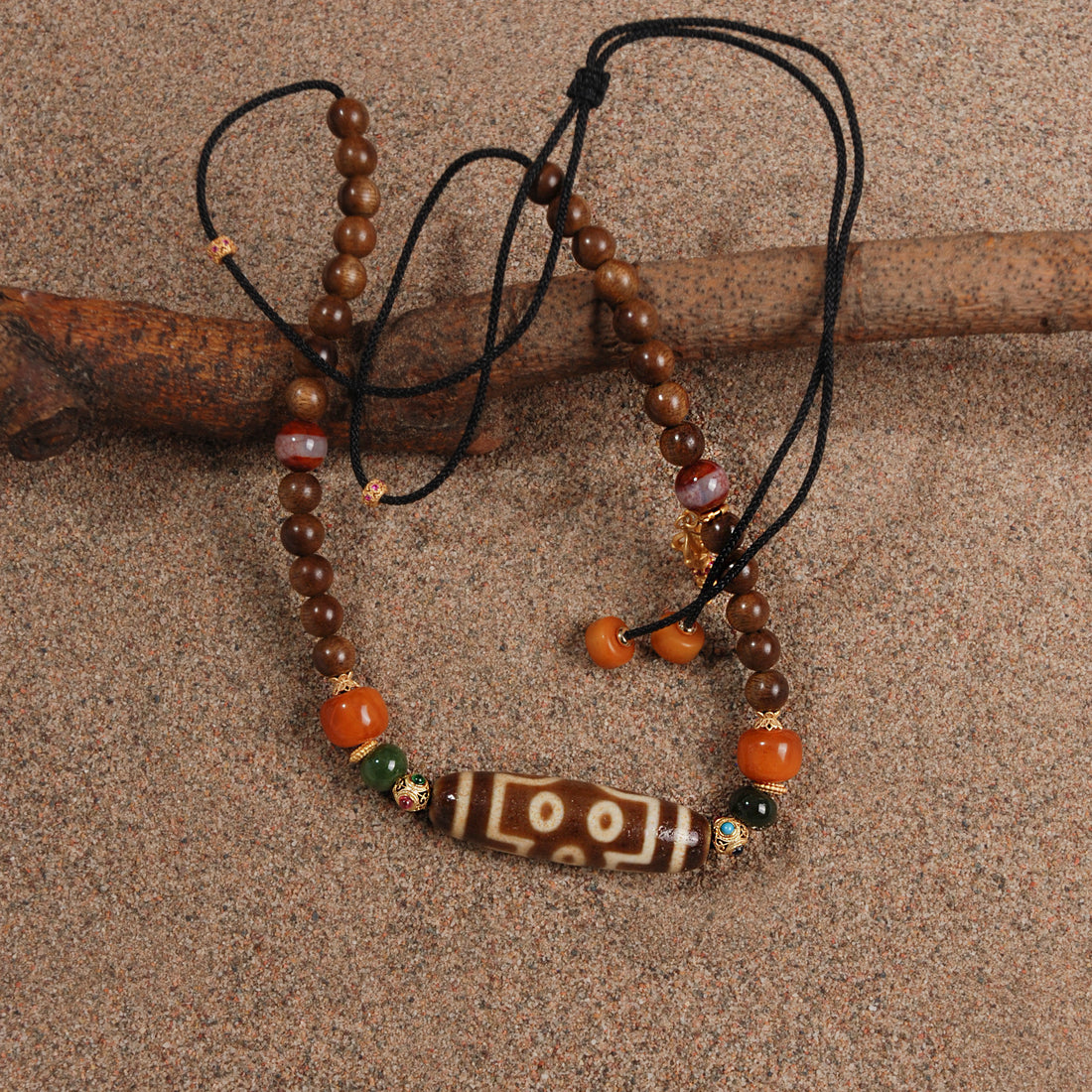 Seven-Eyed Dzi Beads Necklace