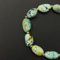 Turquoise Bracelet （吉祥瑞羊圆框绿松手串）