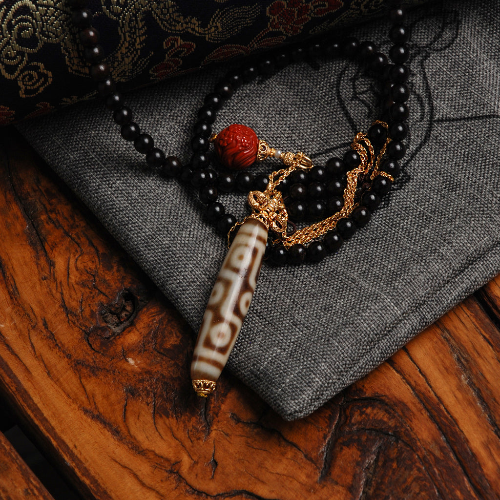 Nine-eyed Dzi Bead Necklace