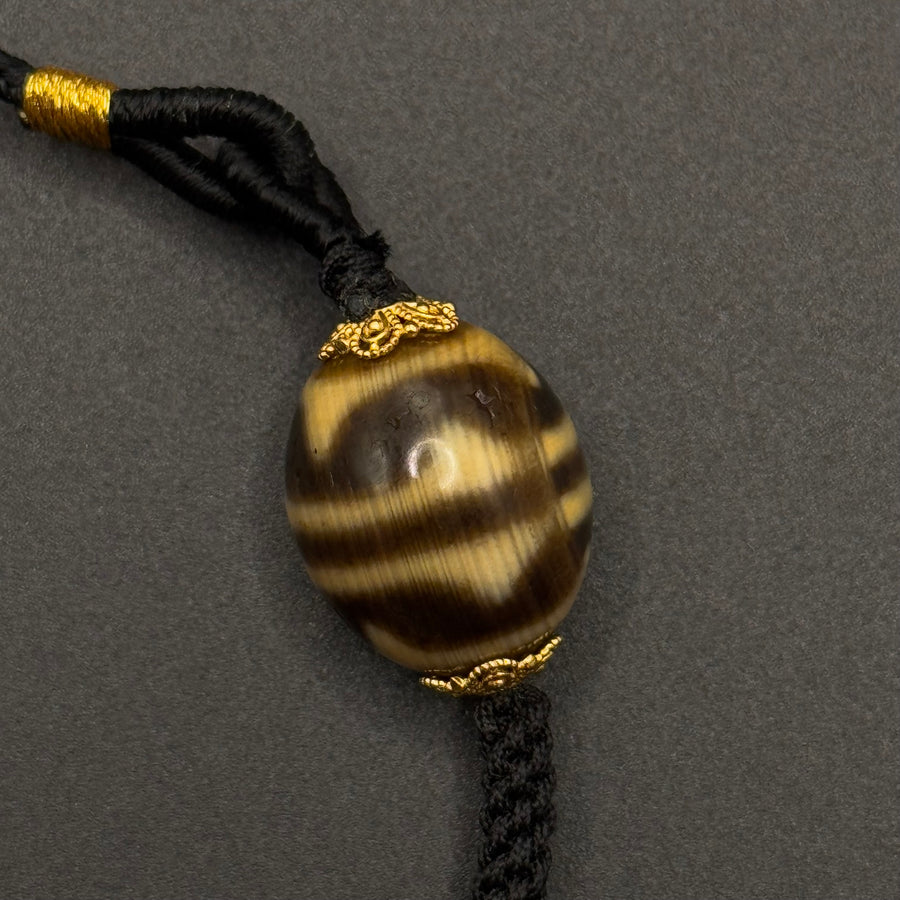 Nine-Eye & Daluo Tiger Tooth Dzi Bead Necklace（折线九眼&达洛双虎牙天珠项链）