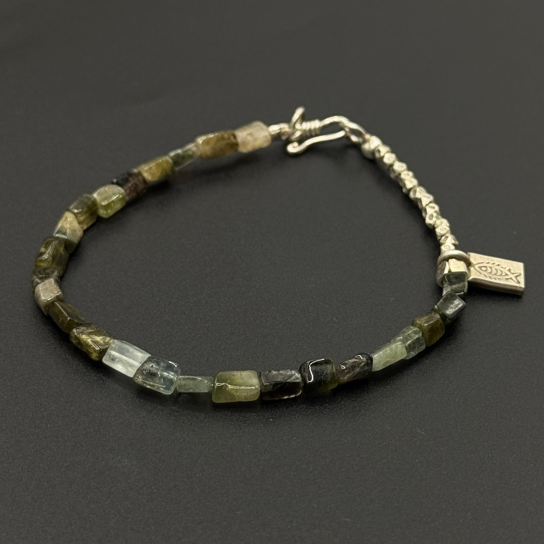 Green Agate Silver Bracelet