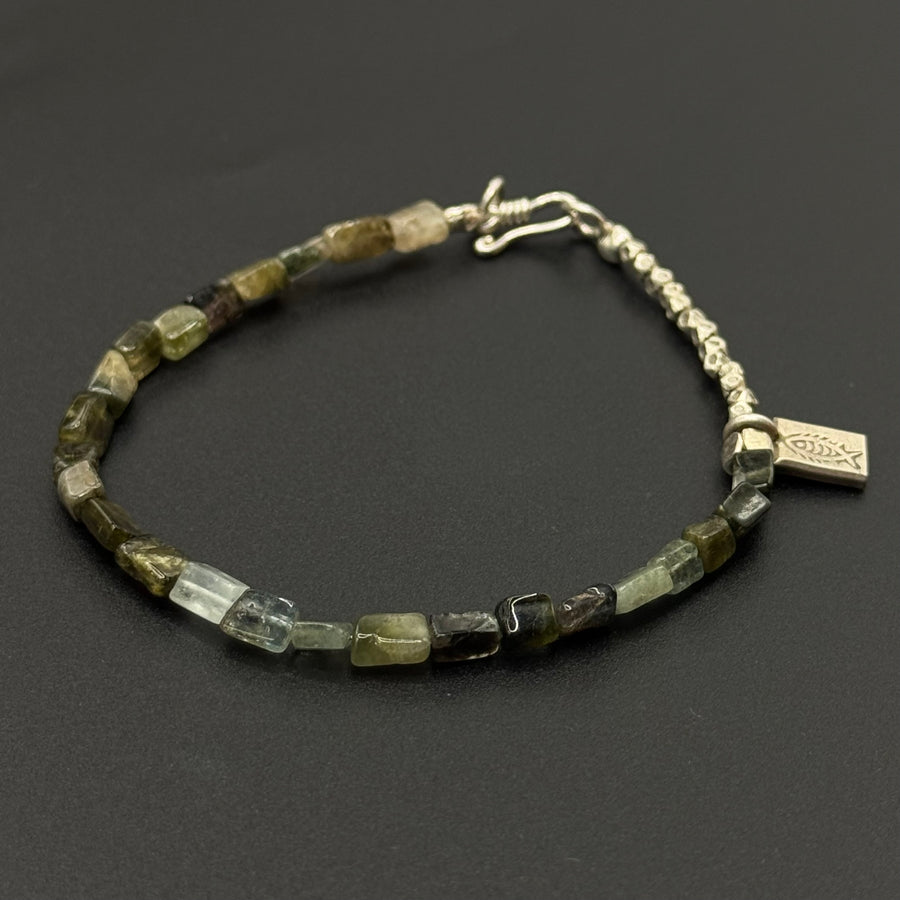 Green Agate Silver Bracelet
