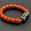 Nine--eyed Dzi bead Southred Agate Bracelet (九眼天珠柿子红南红手串）