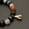 Natural Dzi Bead Agate Bracelet （天然一线药师天珠 +纯银镀金六字箴言铃铛、黄财神、佛像白善塔）