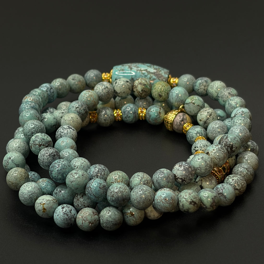 Turquoise 108 beads （雾霾蓝原矿绿松石108颗）