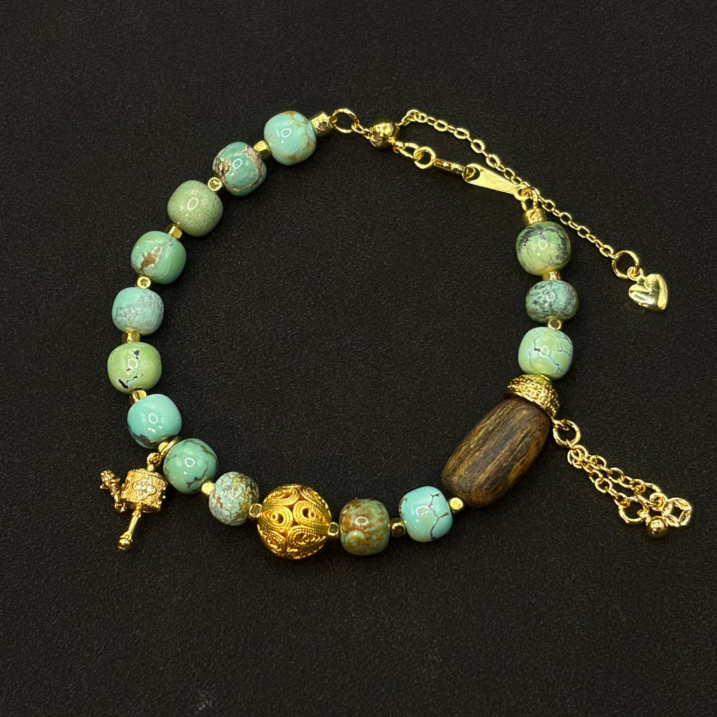 Turquoise & Eaglewood Bracelet（原矿绿松石海南莺歌绿棋楠沉香手链）