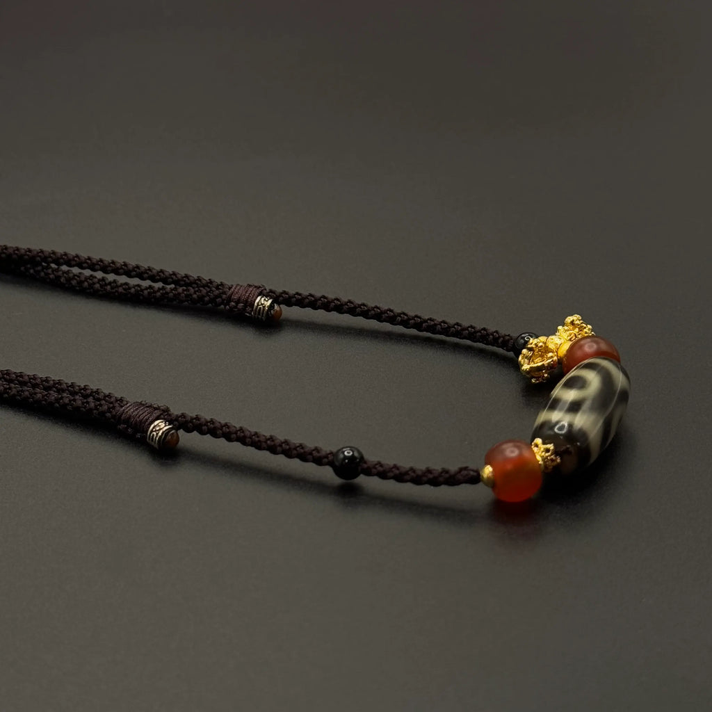 Three-Eye Dzi Bead Necklace （三眼天珠项链）