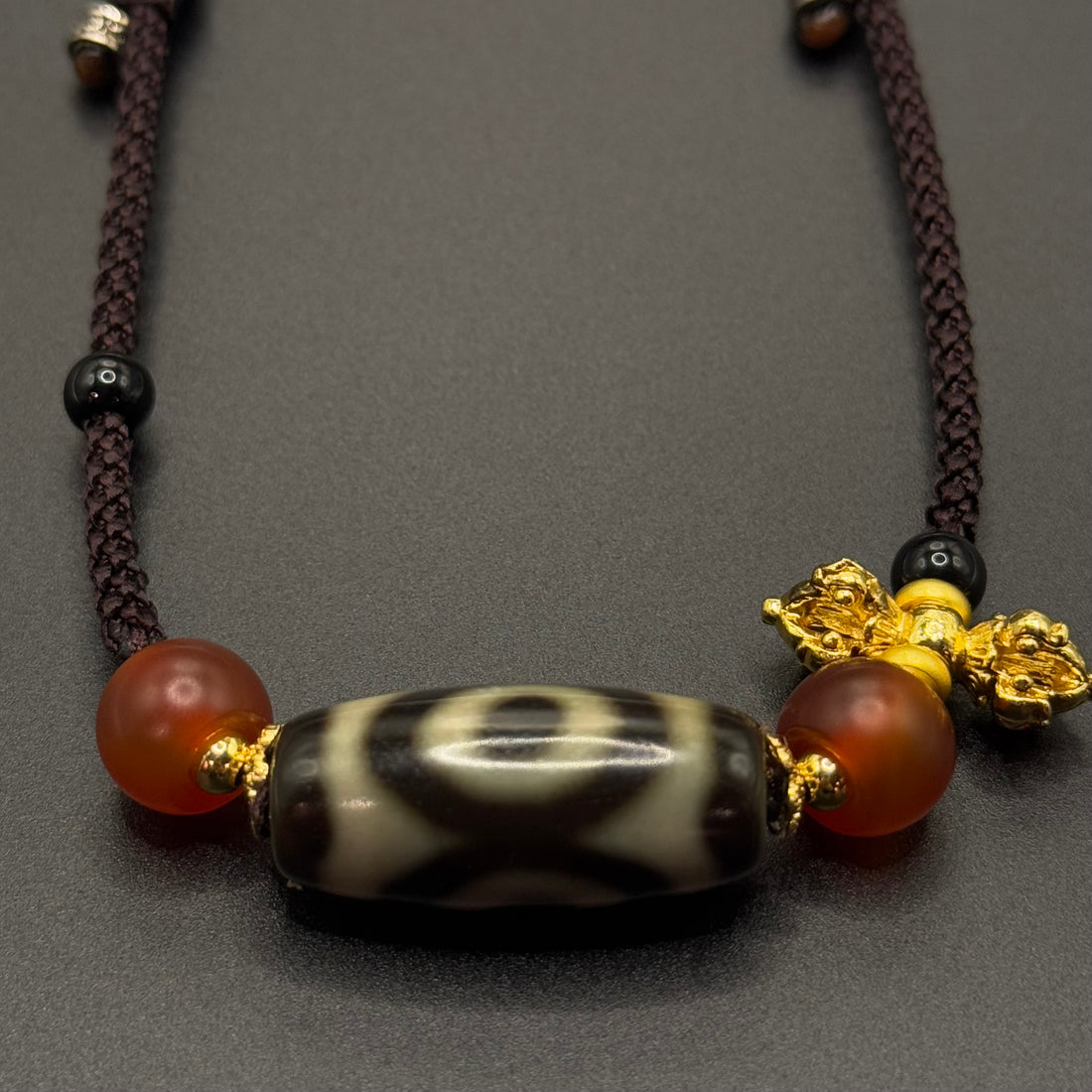 Three-Eye Dzi Bead Necklace （三眼天珠项链）