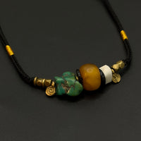 Old Tibetan Multi-Gem Necklace | Antique Amber & Old Turquoise （藏地老物件多宝项链老蜜蜡・老绿松石 牦牛骨）