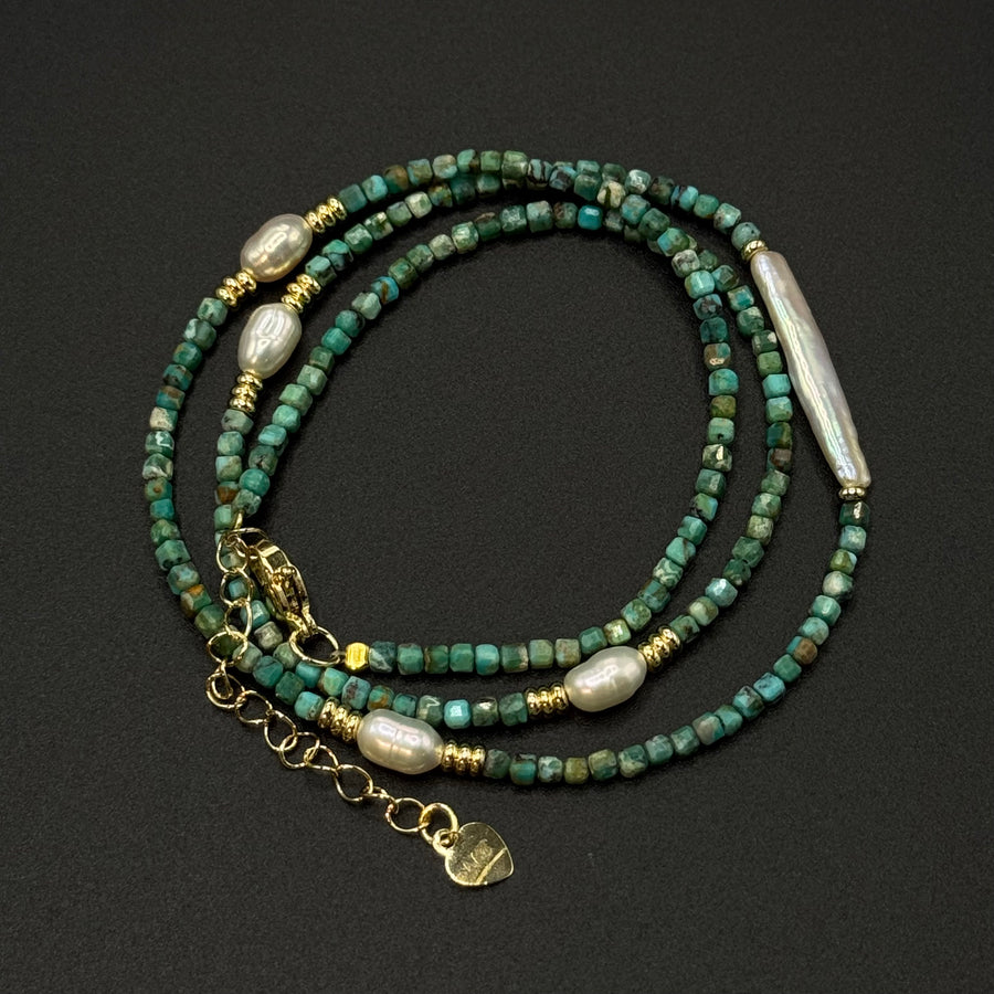 Natural Turquoise & Pearl Bracelet