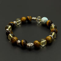 Tiger’s Eye, Citrine & Larimar Design Bracelet