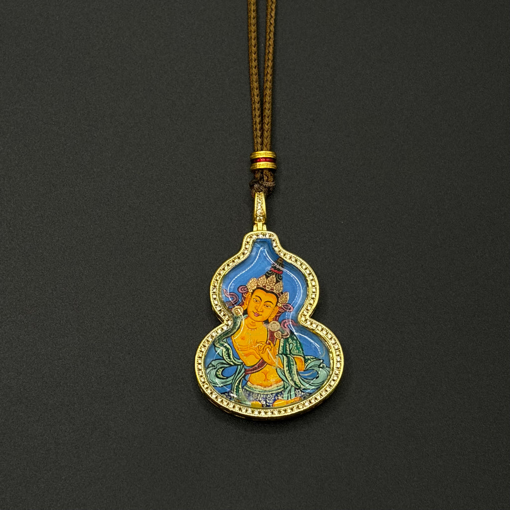 Manjushri Bodhisattva
 & OM Seed Syllable Gourd Thangka（文殊菩萨&种子字双面葫芦唐卡）