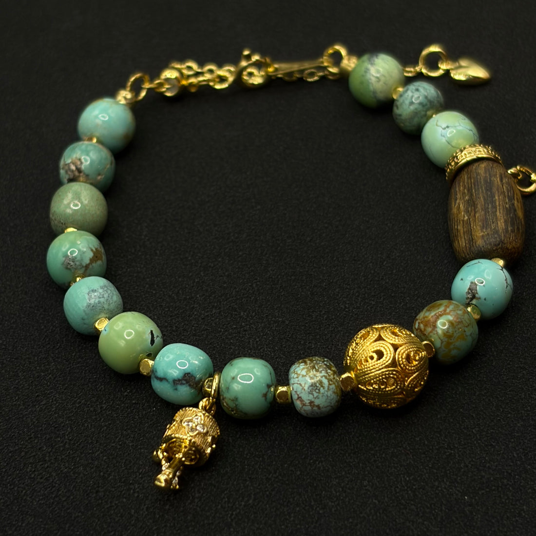 Turquoise & Eaglewood Bracelet（原矿绿松石海南莺歌绿棋楠沉香手链）