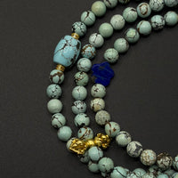 Turquoise 108 beads （蓝网花原矿绿松石108颗）