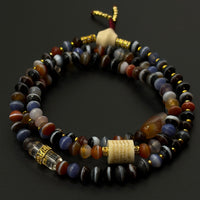 One-Line Medicine Dzi Bead 108 prayer beads(天然一线药师天珠108颗)