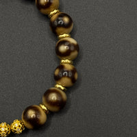 Three Dzi Bead & Jambhala-yellow Bracelet (坛城三眼巴西玛瑙天珠&黄财神手串）