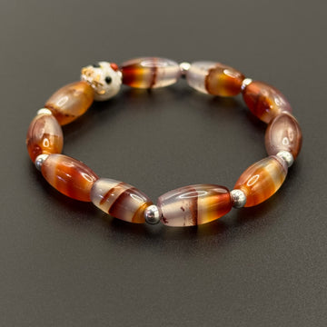 Dzi Bead Agate Bracelet（天然缠丝玛瑙天珠手串+淡水珍珠阿呆）