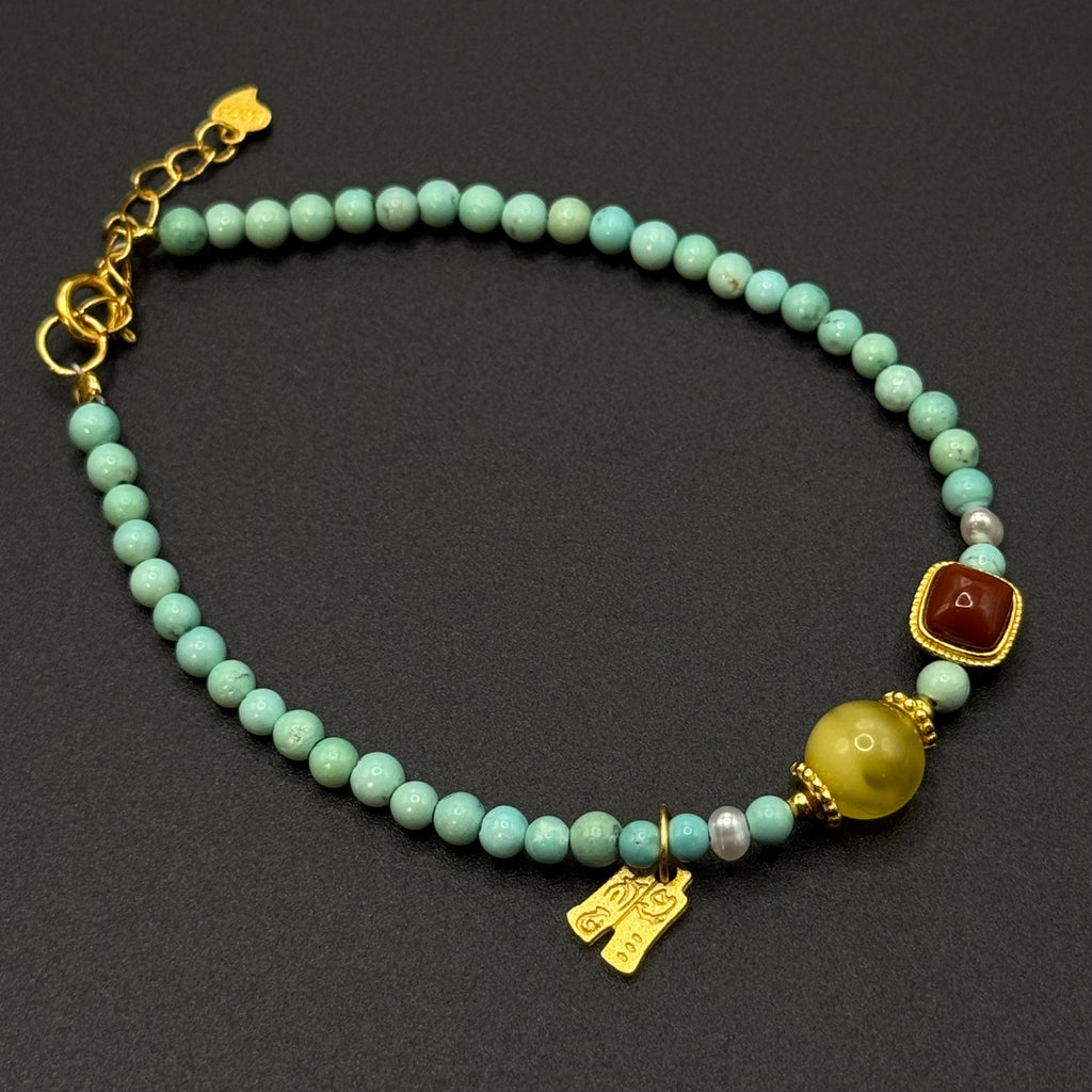 Turquoise and Amber Bracelet