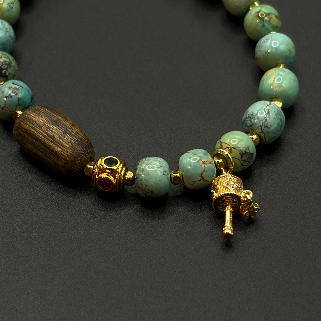 Turquoise & Agarwood Bracelet （原矿绿松石沉香手链）