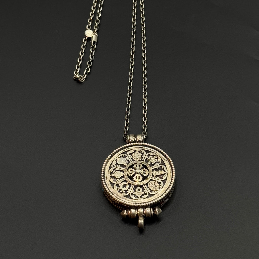 Silver Eight Auspicious Symbols Ghau Box