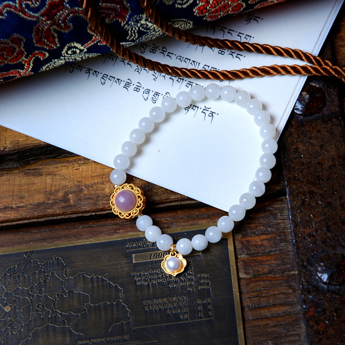 White jade & Rose Quartz bracelet