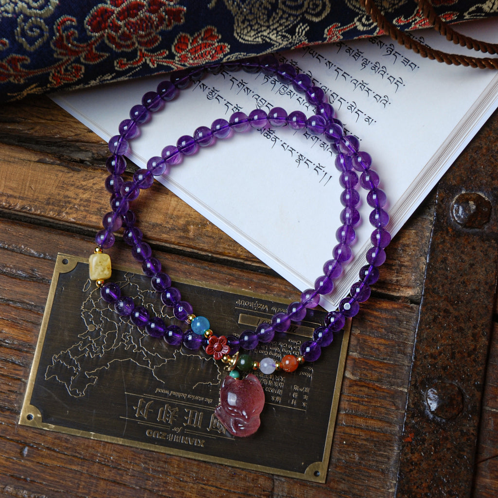Three-circle amethyst bracelet