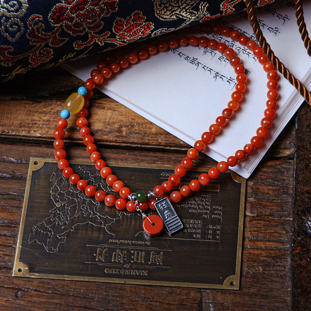 SouthRed Agate Three Circle Bracelet