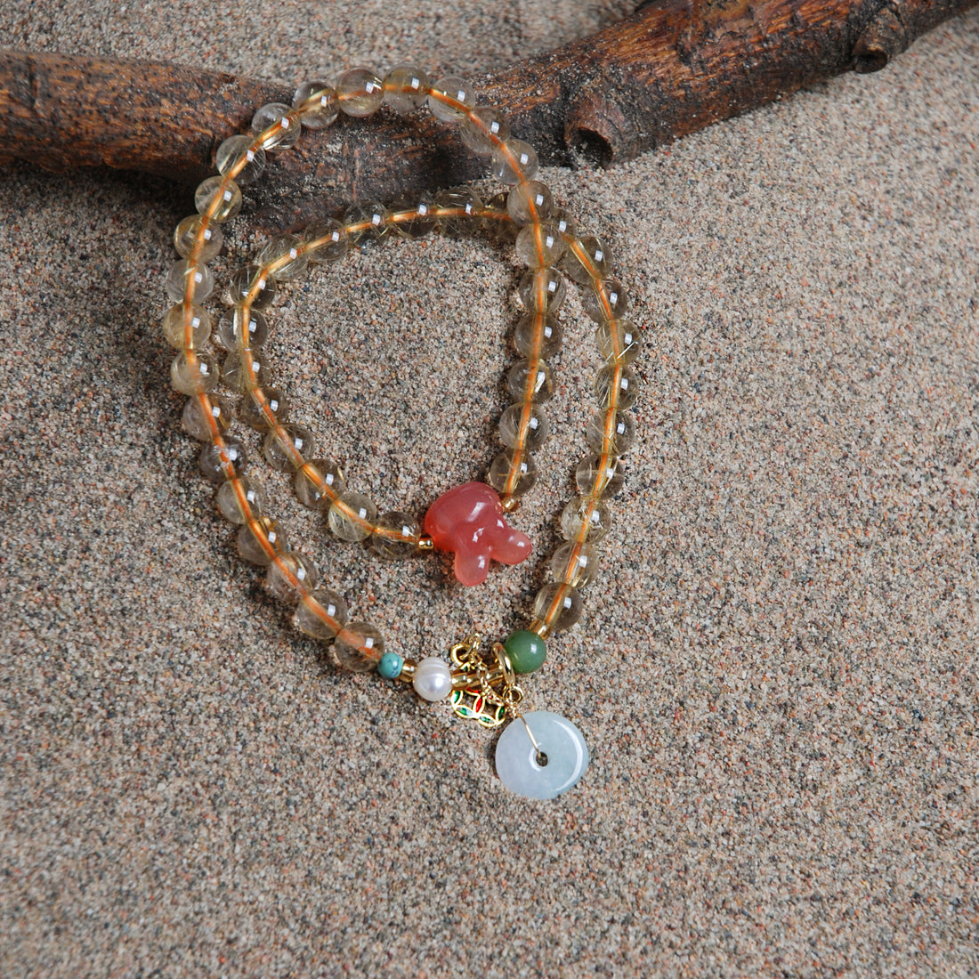 Yellow Rutilated Quartz  Bracelet