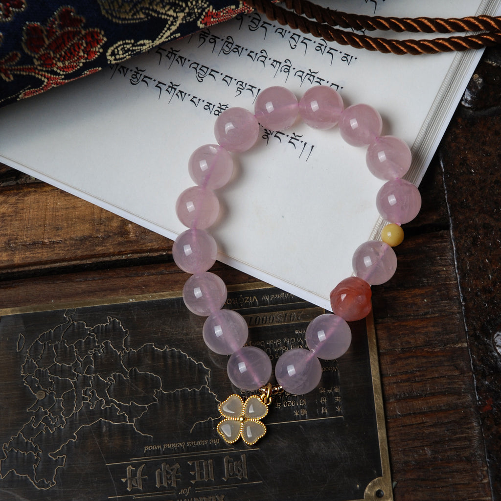 Rose Quartz Four-Leaf Clover Bracelet