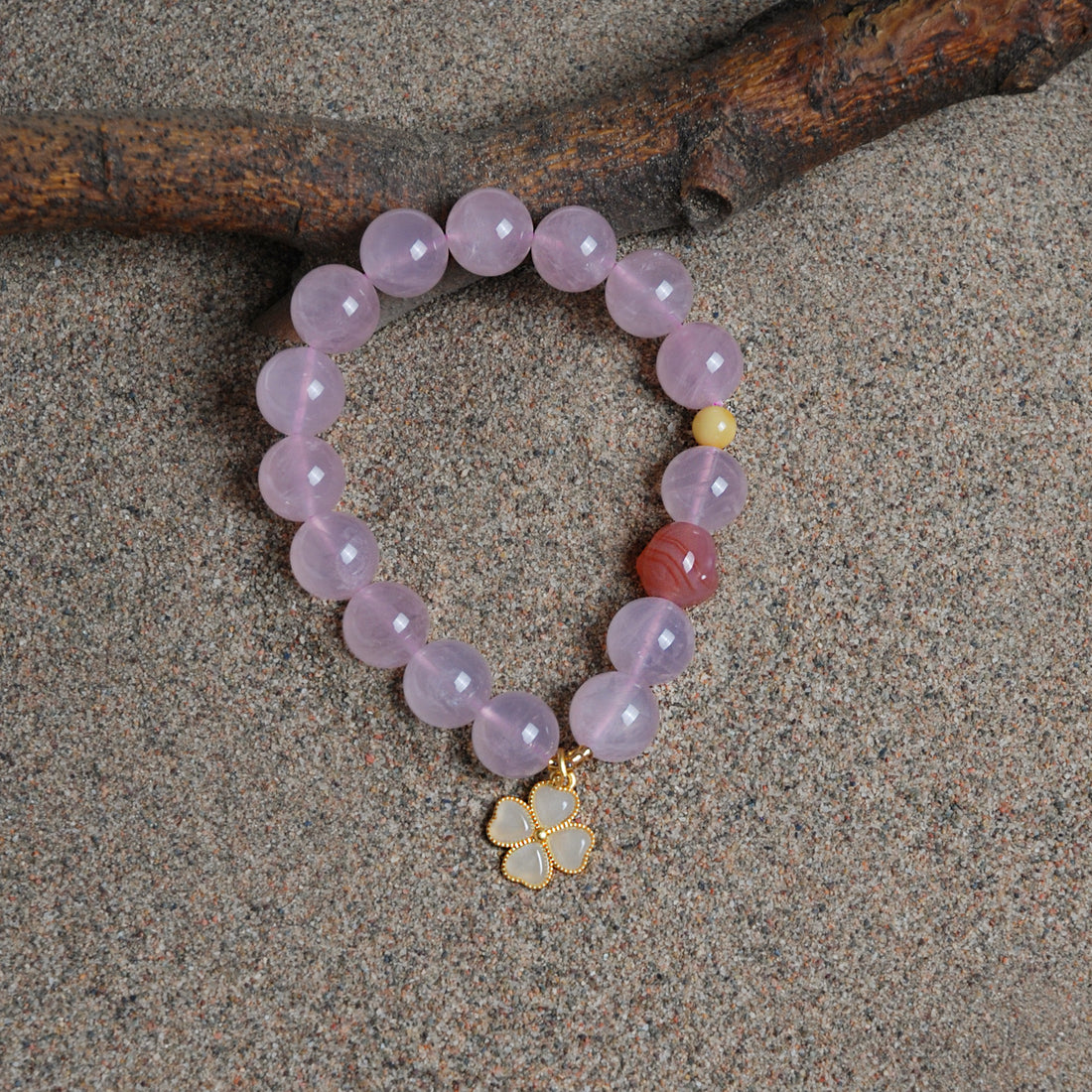 Rose Quartz Four-Leaf Clover Bracelet