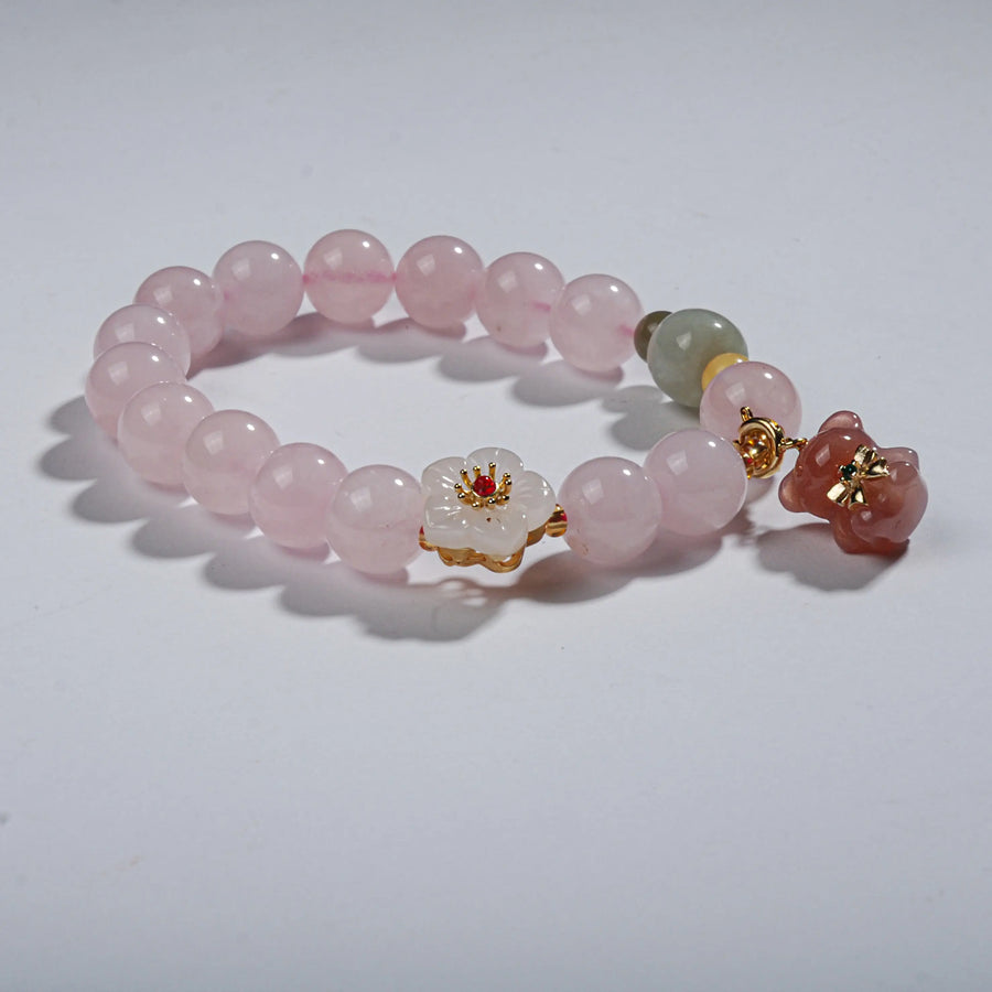 Rose Quartz Bear Bracelet